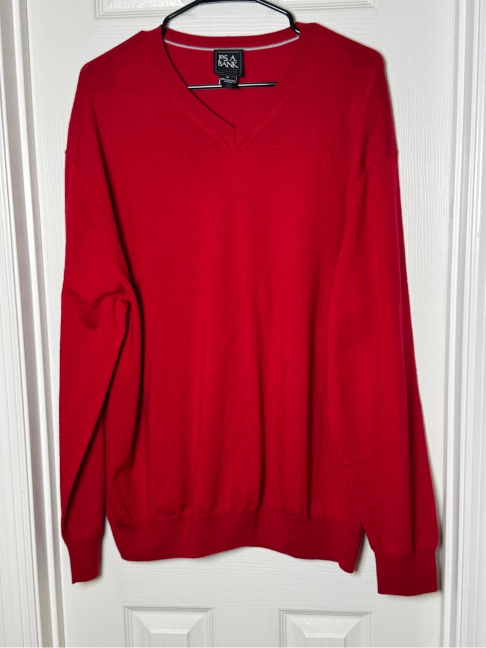 Jos. A. Bank Traveler Red V-Neck Sweater 100% Merino Wool Size 2X XXL